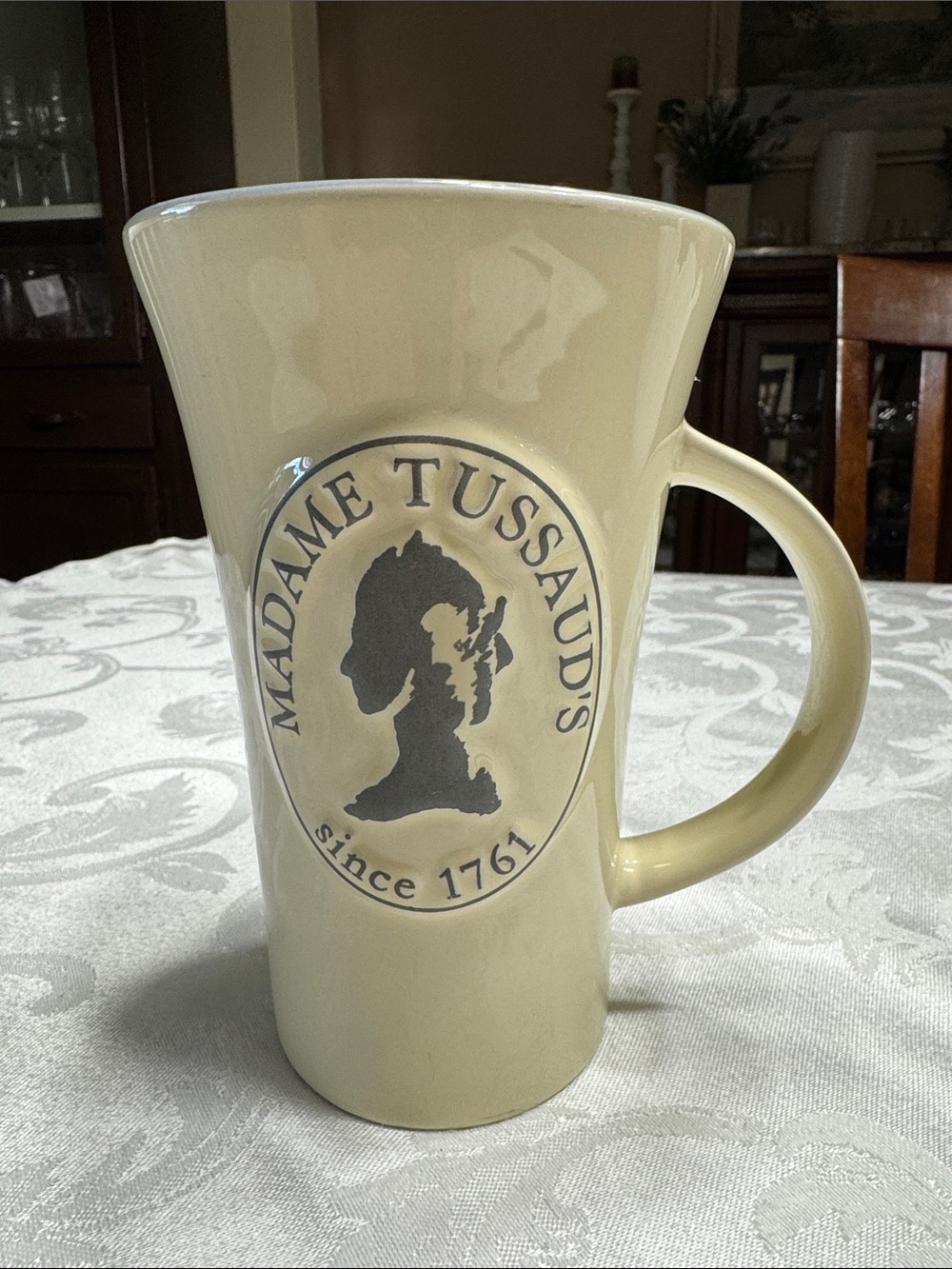 Vtg. “Madame Tussaud’s since 1761” Stonware mug.  16oz.